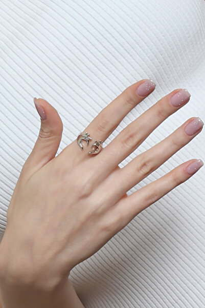 LABALABA Women's Lacquered Double Hand Heart - Love Ring