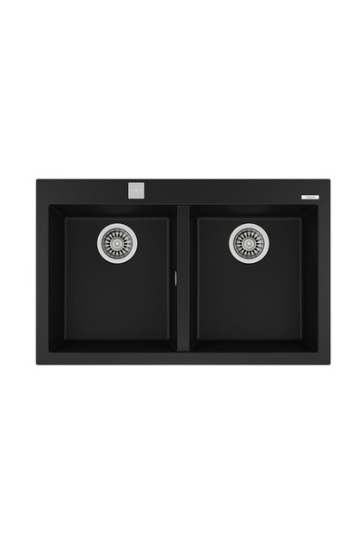 Teka FORSQUARE 790 TG Granit Evye, Black, Çift Hazneli, 79x50 cm, Tezgahüstü,...