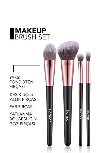Flormar 4'lü Makyaj Fırçası Seti (Allık-Fondöten-Far-Crease) - Makeup Brush Set - 8690604597772