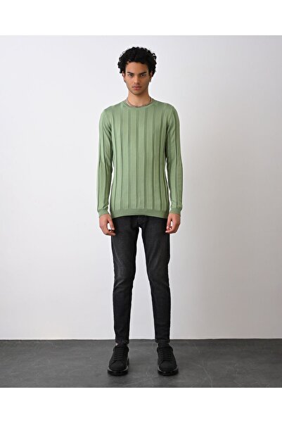 İLKCET MODA Ανδρικά πλεκτά ριγέ Slim Fit