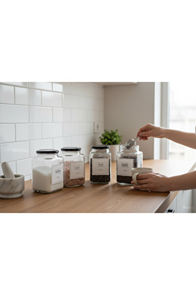 zezedesing Black Metal Lid 4-Piece Glass Jar 1000ml Tea/sugar/coffee/salt