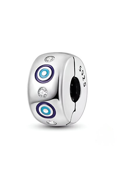 Lux Design Gümüş Nazar Işıltılı Klips Charm