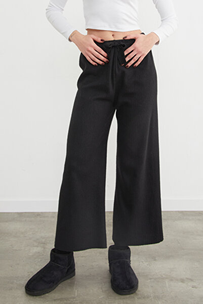 Fulla Moda Basic Fitilli Beli Lastikli Pantolon