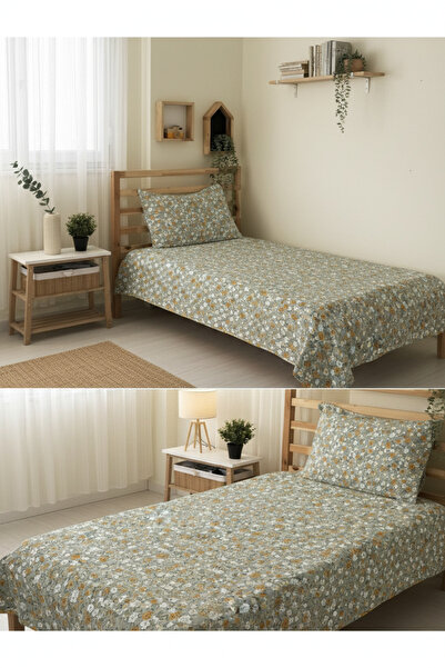 Evmila Çiçek Desenli Bebek Ve Çocuk Baskılı Tek Kişilik Pike Takımı 160x230 Y...