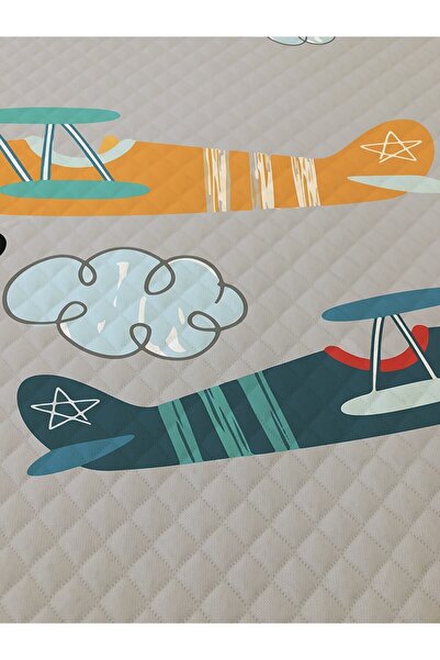 Evmila Uçak Desen Tek Kişilik Çocuk Pike Takımı 160x220 cm