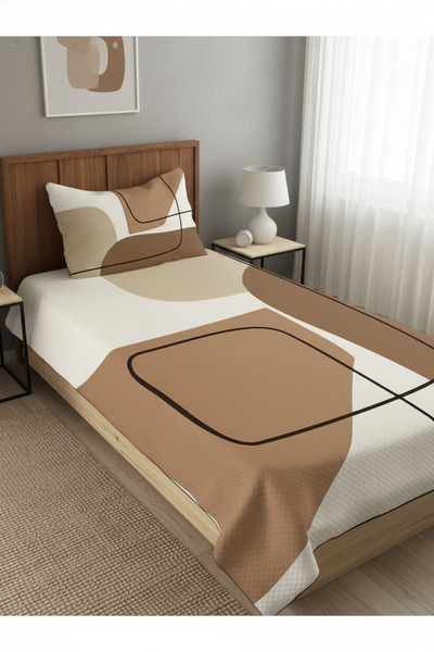 Evmila Modern Desenli Genç Ve Çocuk Baskılı Tek Kişilik Pike Takımı 160x230 R...