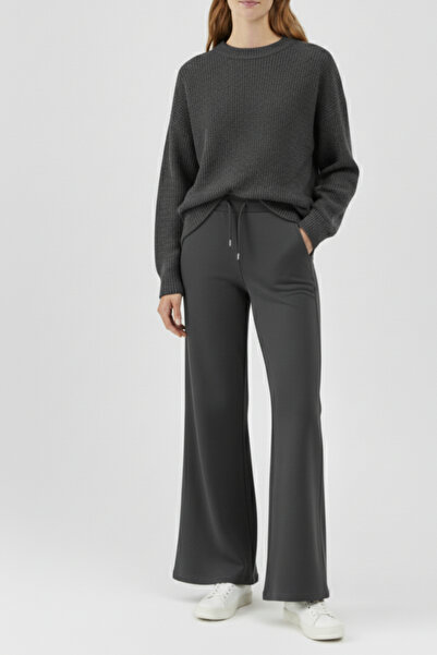 Elemge بنطلون رياضي نسائي من القطن، خصر عالي، لون أنثراسيت، تصميم ضيق، قصة وا...