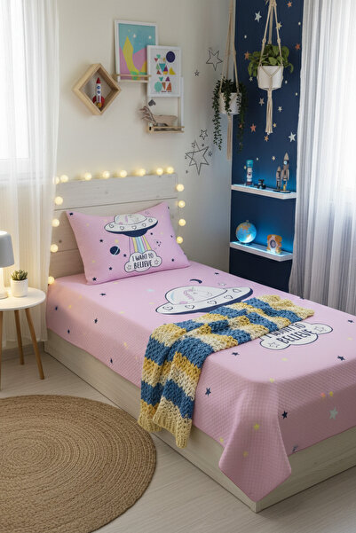 Evmila Unicorn Desenli, Baskılı Tek Kişilik ve Çocuk Pike Takımı