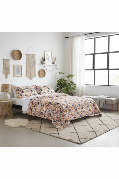 Evmila Modern Patterned Printed Double Pique Set 200x230 Cm Colorful