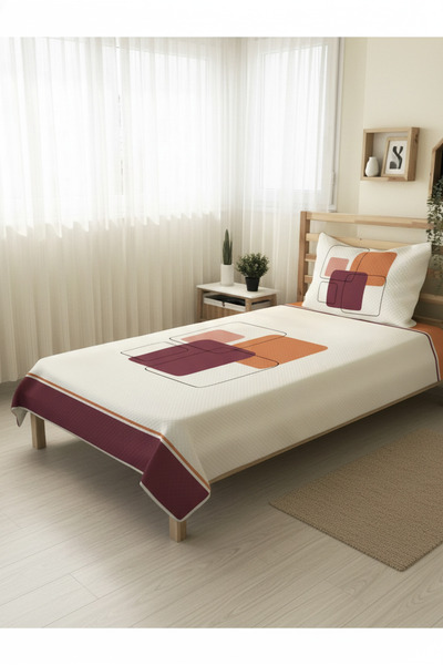 Evmila Modern Desenli Genç Ve Çocuk Baskılı Tek Kişilik Pike Takımı 160x230 R...