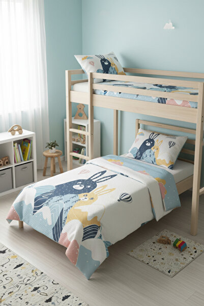 Evmila Rabbit Patterned, Printed Single and Children's Pique Set