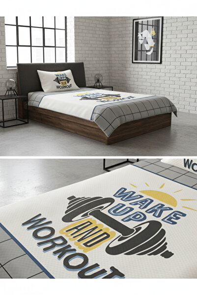 Evmila Spor Desenli Genç Ve Çocuk Baskılı Tek Kişilik Pike Takımı 160x230 Renkli