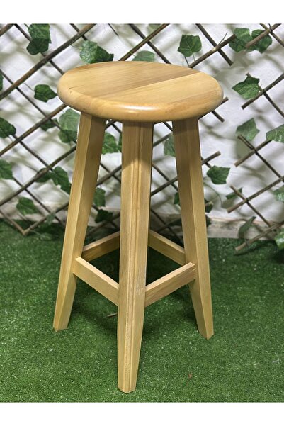 MA AHŞAP Gürgen Ahşap Bar Taburesi 70 Cm Naturel Vernikli