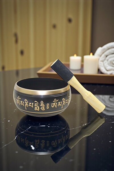 HEDİYE FİKRİ Tibet Kase Meditasyon Çanı Buddha Işlemeli 14 Cm