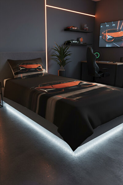 Evmila Spor Araba Desenli Genç Ve Çocuk Baskılı Tek Kişilik Pike Takımı 160x2...