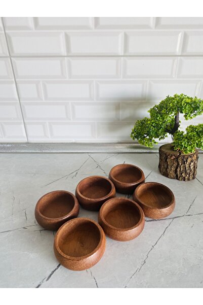 BALSA Wooden 6-Piece Bowl Snack Set 9 cm Diameter Dark Color Presentation Bowl Snack 6 Pieces