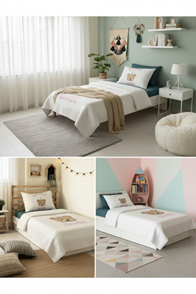 Evmila Teddy Desenli, Baskılı Tek Kişilik ve Çocuk Pike Takımı