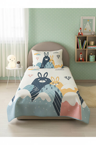Evmila Dağ Tavşan Desenli Tek Kişilik Pike Takımı 160x230 Beyaz