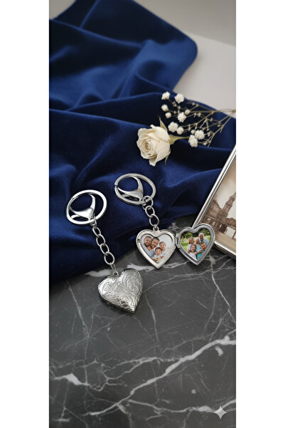 NAS fashion 2'li Kalp Fotoğraflık Kapaklı Anahtarlık  Çift Anahtarlığı