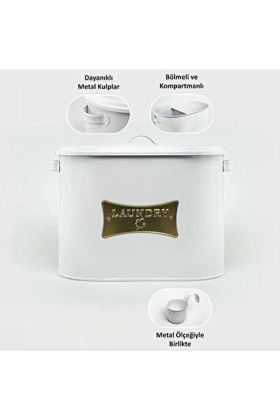 Laundry Двосекційний металевий контейнер для порошку з друкованою шкалою Lr041