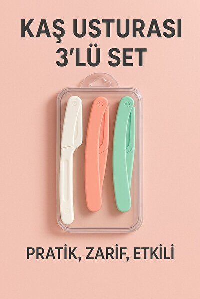 Gold Beauty Eyebrow Razor Set 3-Piece Pink-Green-White