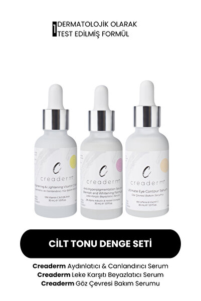 CREADERM Cilt Tonu Denge Seti (Aydınlatıcı & Leke Karşıtı Beyazlatıcı & Göz Çevresi Serum)