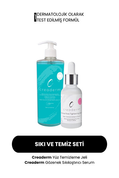 CREADERM Sıkı ve Temiz Seti (Yüz Temizleme Jeli & Gözenek Sıkılaştırıcı Serum)