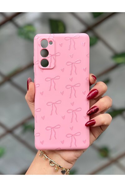 Store Samsung S20 Fe Compatibleheart and Ribbon Patterned Velvet Inside Silicone Case Phone Case