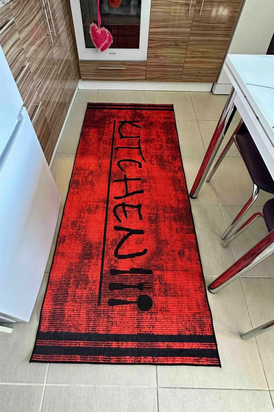 vodler Dijital Baskılı Yıkanabilir Kaymaz Tabanlı Kolay Temizlenen Leke Tutmaz Yıkanabilir Mutfak Halısı