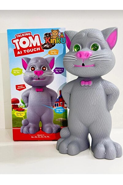 KİNKU Tom kedi konuşan kedi ses kaydeden müzikli ışıklı 23cm ses tekrarlayan konuşan