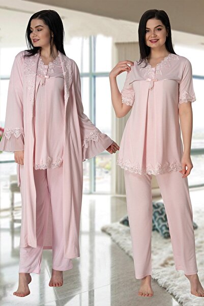 ByLohusa Set pijama de maternitate Effortt Pink Peignoir