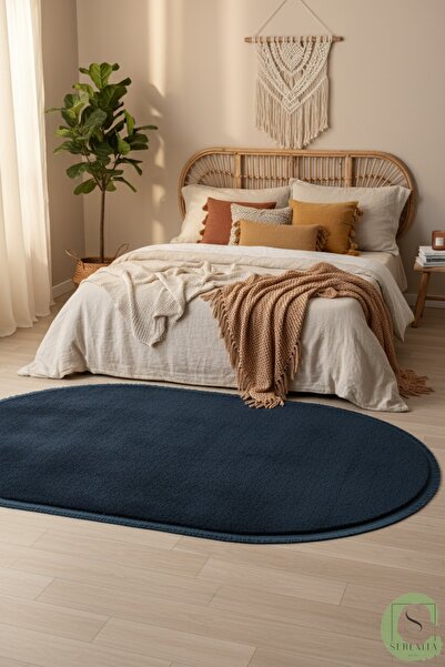 S SerenitaHome KAYMAZ TABAN MAVİ POST/PELUŞ DÜZ SAÇAKLI MODERN OTURMA ODASI S...