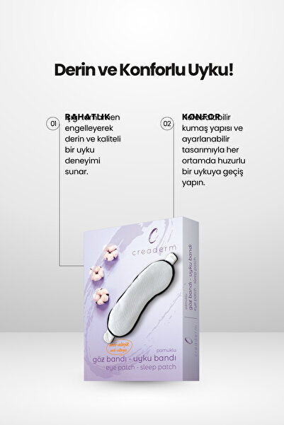 CREADERM %100 PAMUKLU UYKU GÖZLÜĞÜ/GÖZ BANDI/ ANTİ ALERJİK YIKANABİLİR BOYA KİMYASAL İÇERMEZ EYE SLEEP PATCH