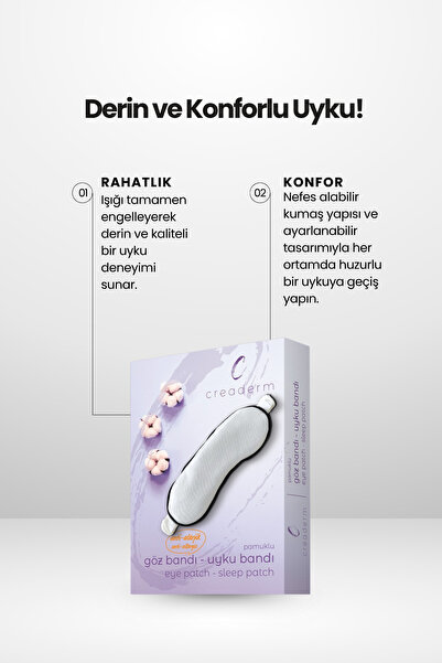 CREADERM %100 PAMUKLU UYKU GÖZLÜĞÜ/GÖZ BANDI/ ANTİ ALERJİK YIKANABİLİR EYE SLEEP PATCH & GÖZ ÇEVRESİ SERUM