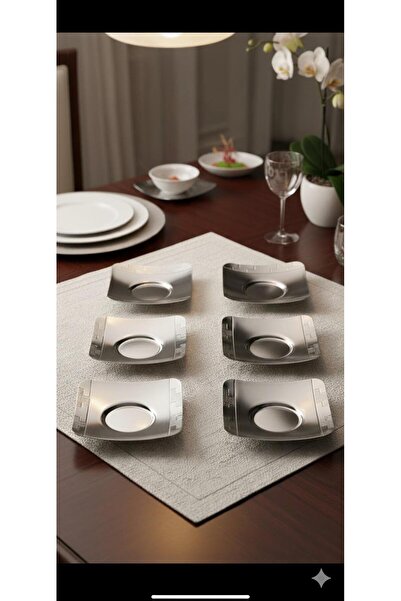 ÖZBURAK Armoni Çay Tabak Çelik Paslanmaz Çay Tabak 6'lı