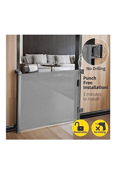COOYA Punch-Free Retractable Baby Gate, Include Extra Punch Mounting Accessories for Doorways Stairs