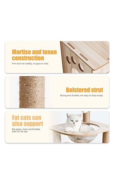 Arabest Cat Tree, 135CM Cat Tower Cat House Multi-Level Cat Furniture with Sisal-Covered Scratching Posts