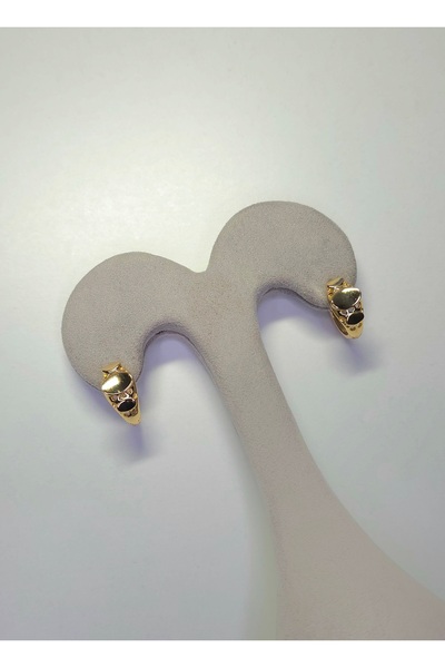 Mrs.Lry Çelik Kalın Geniş Oval Detaylı Halka Küpe Gold Rengi Modern Tarz Kilitli