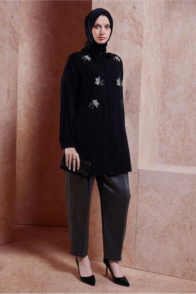 Alvina 44468-1 Model Hijab Tunic - Stone Detailed