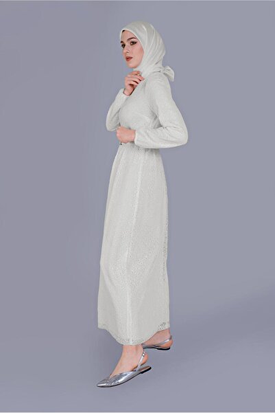 Alvina Lace Dress with Elastic Cuffs and Belt 40827