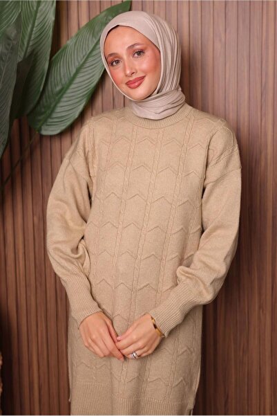 TRENDTESETTÜR Women's Beige Knit Tunic t 1107