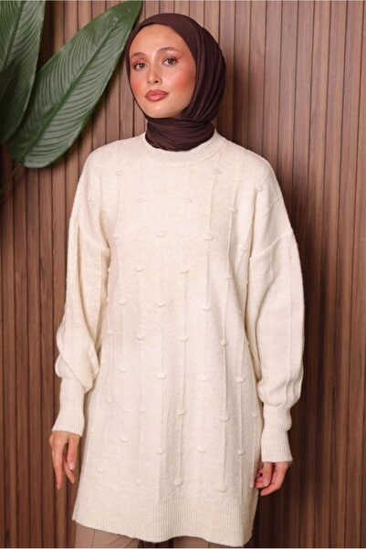 TRENDTESETTÜR Women's Ecru Tricot Tunic t 6107