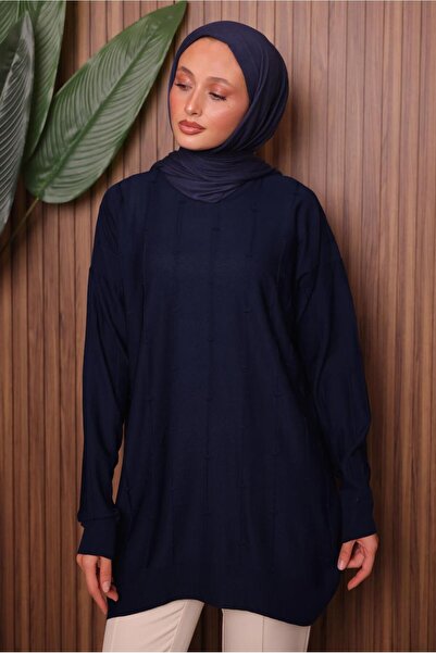 TRENDTESETTÜR KADIN LACİVERT TRİKO TUNİK T 4007