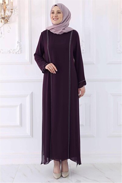TRENDTESETTÜR Women's Plum Stoned Evening Dress - T 0921