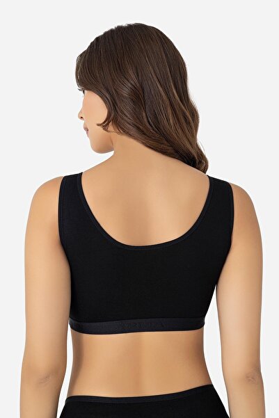 Arma Yıldız Women's Black Bamboo Thick Strap Removable Pad Half Tank Top Bustier 3-Pack