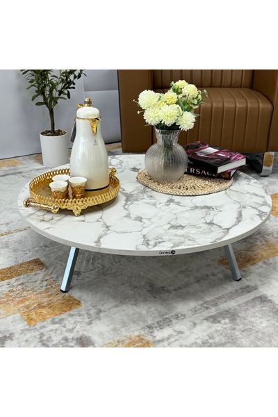 Living 80cm Round Foldable Floor Coffee Table