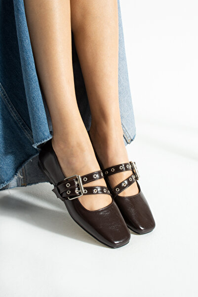 RevanStep حذاء باليه نسائي من نوع بانك روك ماري جين 1 سم - حذاء من الجلد اللا...