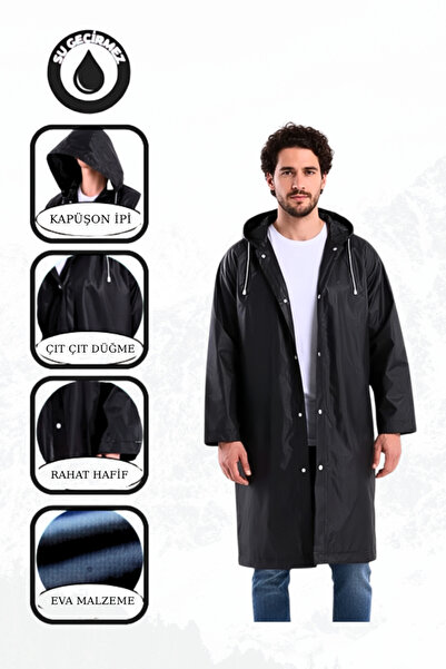 Penthouse Чорний унісекс Eva тканина Водонепроникний Вітрозахисний Дощовик для дорослих