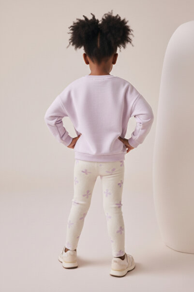 Minipodyum Kız Çocuk Mobil Fiyonklu Dar Paça Taytlı İkili Takım