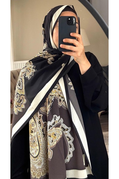 19V69 ITALIA Crepe Fabric Shawl – Soft Textured Black Brown, Large 75×200 cm ...